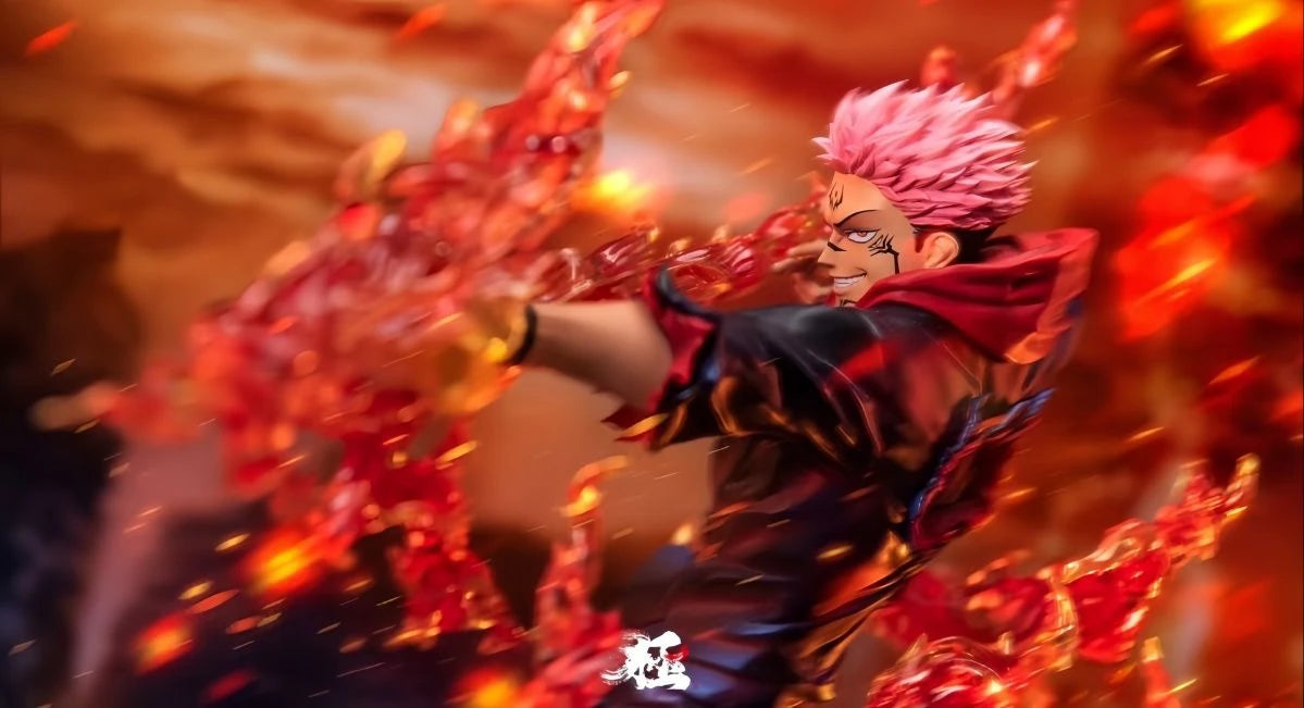 Premium Jujutsu Kaisen Ryomen Sukuna & Yuji Itadori anime figure collectible featuring detailed battle effects and display-quality craftsmanship for true JJK fans.
