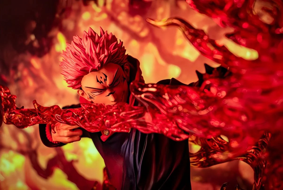 Premium Jujutsu Kaisen Ryomen Sukuna & Yuji Itadori anime figure collectible featuring detailed battle effects and display-quality craftsmanship for true JJK fans.