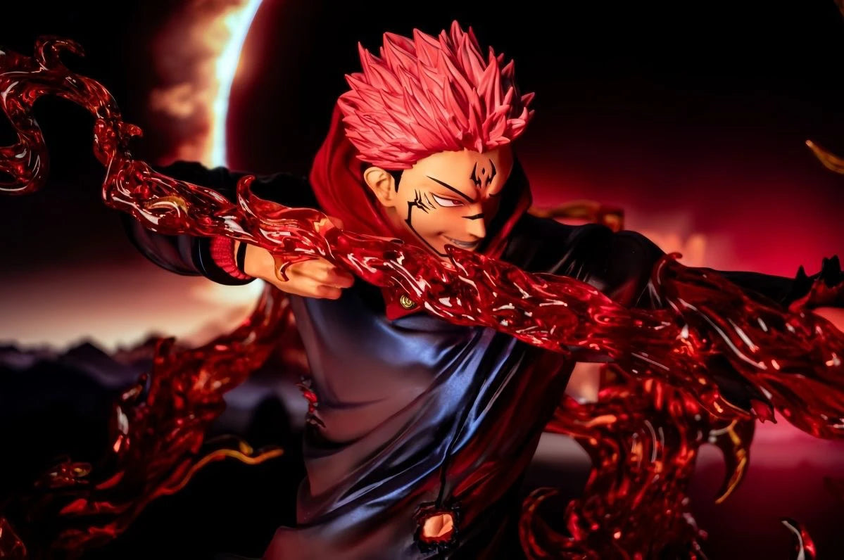 Premium Jujutsu Kaisen Ryomen Sukuna & Yuji Itadori anime figure collectible featuring detailed battle effects and display-quality craftsmanship for true JJK fans.