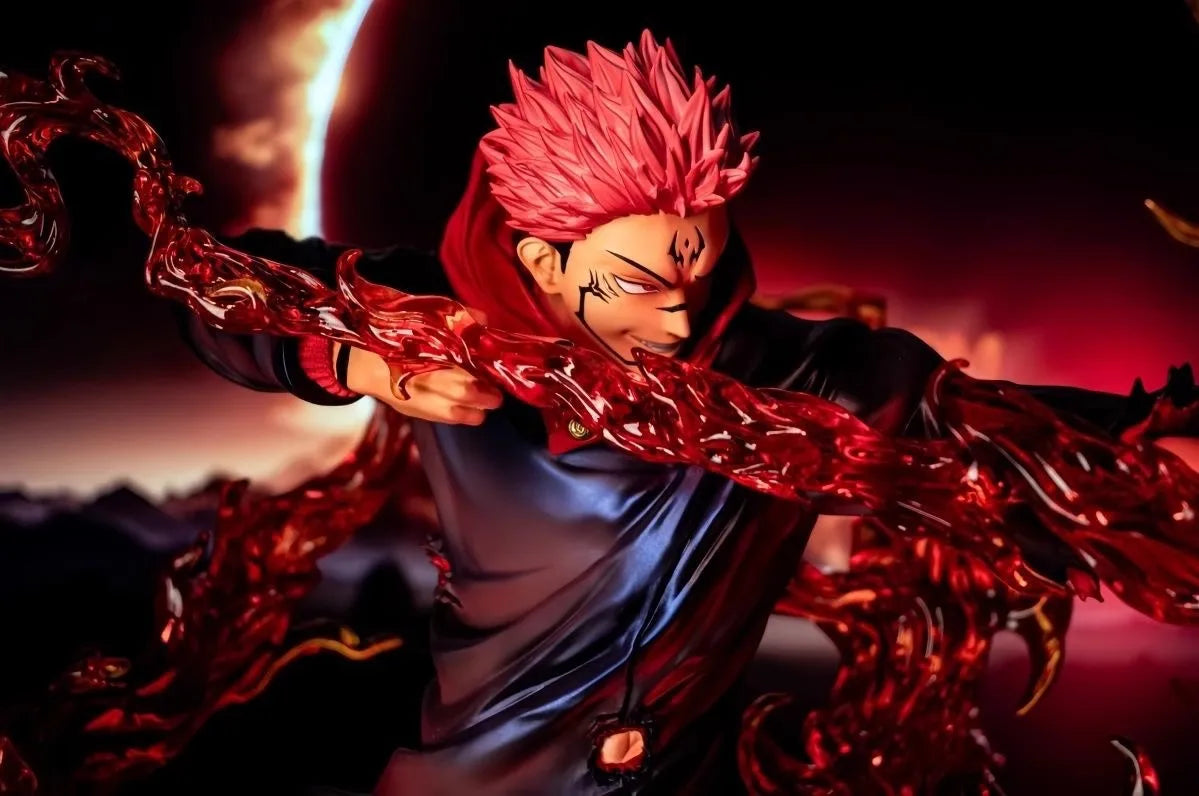 Premium Jujutsu Kaisen Ryomen Sukuna & Yuji Itadori anime figure collectible featuring detailed battle effects and display-quality craftsmanship for true JJK fans.