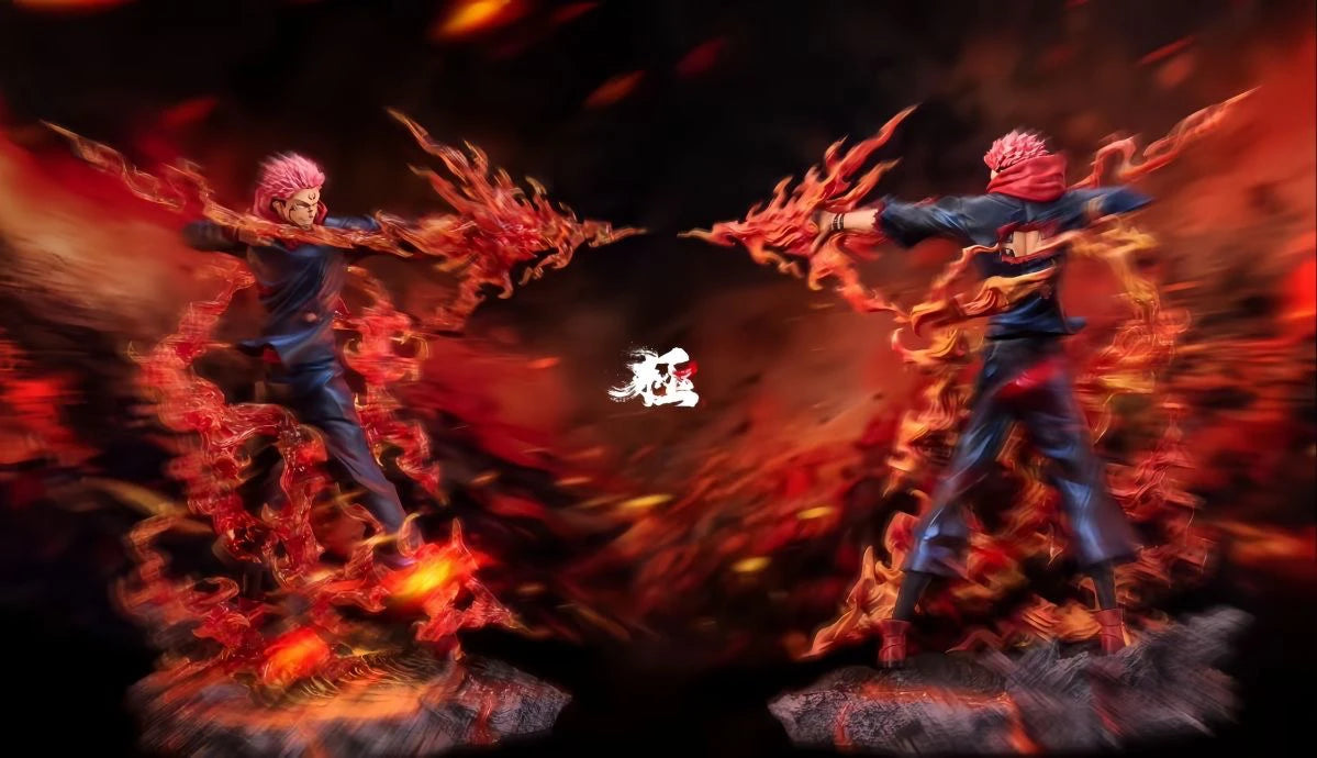 Premium Jujutsu Kaisen Ryomen Sukuna & Yuji Itadori anime figure collectible featuring detailed battle effects and display-quality craftsmanship for true JJK fans.