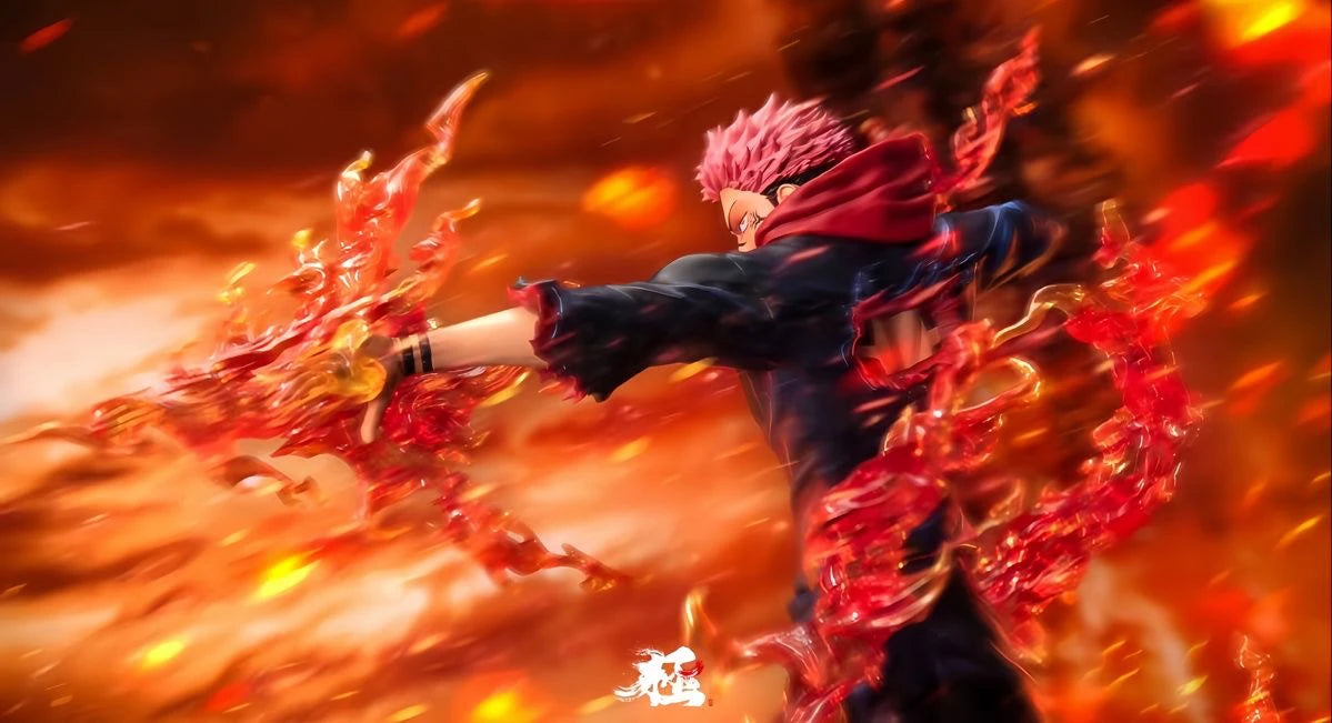 Premium Jujutsu Kaisen Ryomen Sukuna & Yuji Itadori anime figure collectible featuring detailed battle effects and display-quality craftsmanship for true JJK fans.