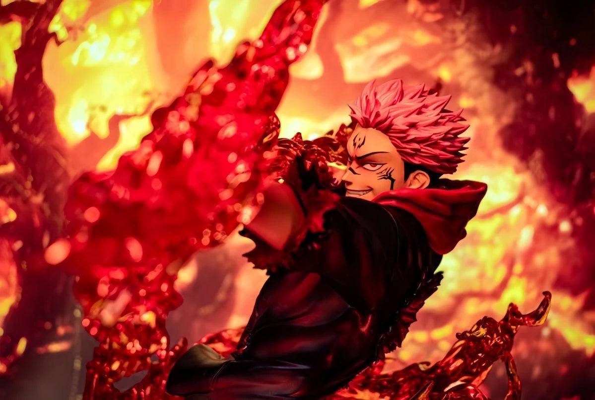 Premium Jujutsu Kaisen Ryomen Sukuna & Yuji Itadori anime figure collectible featuring detailed battle effects and display-quality craftsmanship for true JJK fans.
