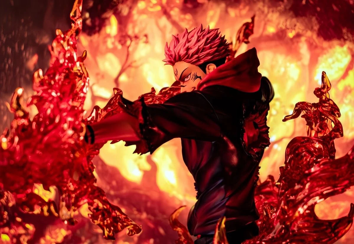 Premium Jujutsu Kaisen Ryomen Sukuna & Yuji Itadori anime figure collectible featuring detailed battle effects and display-quality craftsmanship for true JJK fans.